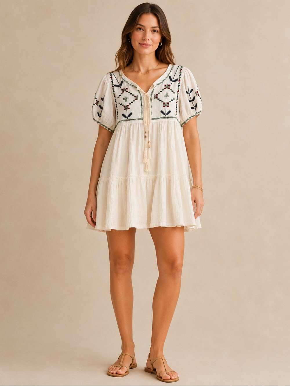 POL Embroidered Tiered Mini Dress NWT